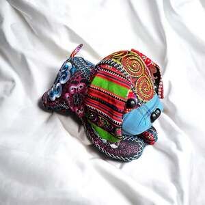 Handmade Whimsical Patchwork Brocade Fabric Dog Ethnic Toy Embroidery